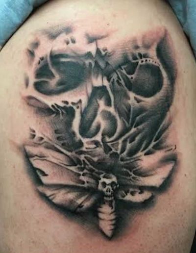 Skull Moth-Like Tattoo